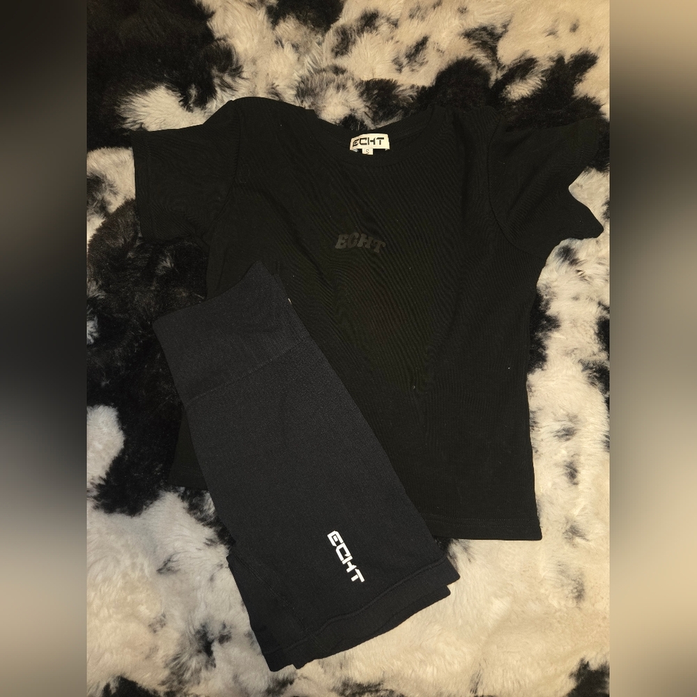 ECHT Classic Black Tee and Shorts Workout Set
